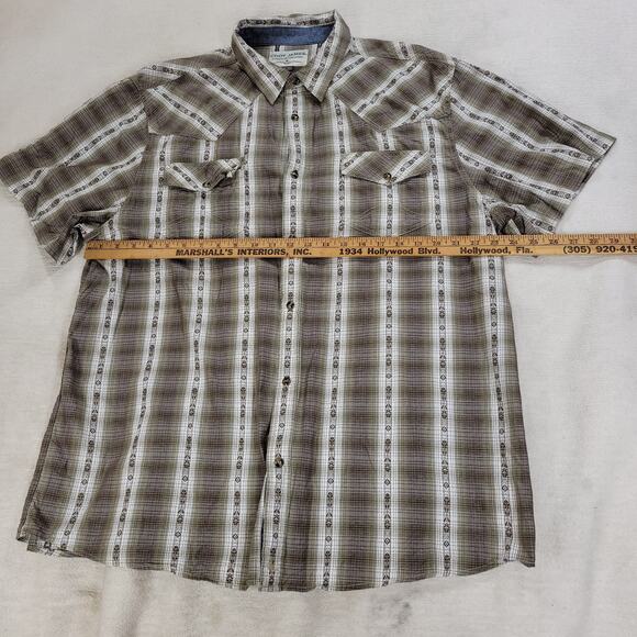 Cody James Shirt Mens Size XXL Brown Long Sleeve Pearl Snap Brown Plaid Western - Picture 5 of 16